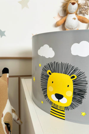 Cloudy Lion Themed Children's Room Pendant Lamp - 30cm Decorative Hanging Light with Adjustable Cable - Non-Toxic Water-Based Print