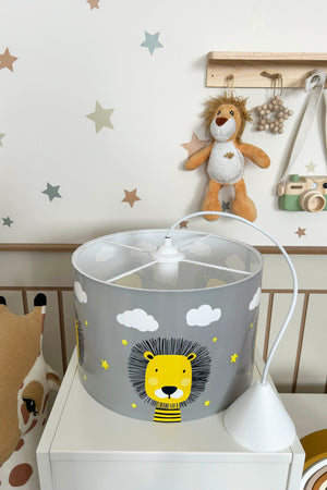 Cloudy Lion Themed Children's Room Pendant Lamp - 30cm Decorative Hanging Light with Adjustable Cable - Non-Toxic Water-Based Print