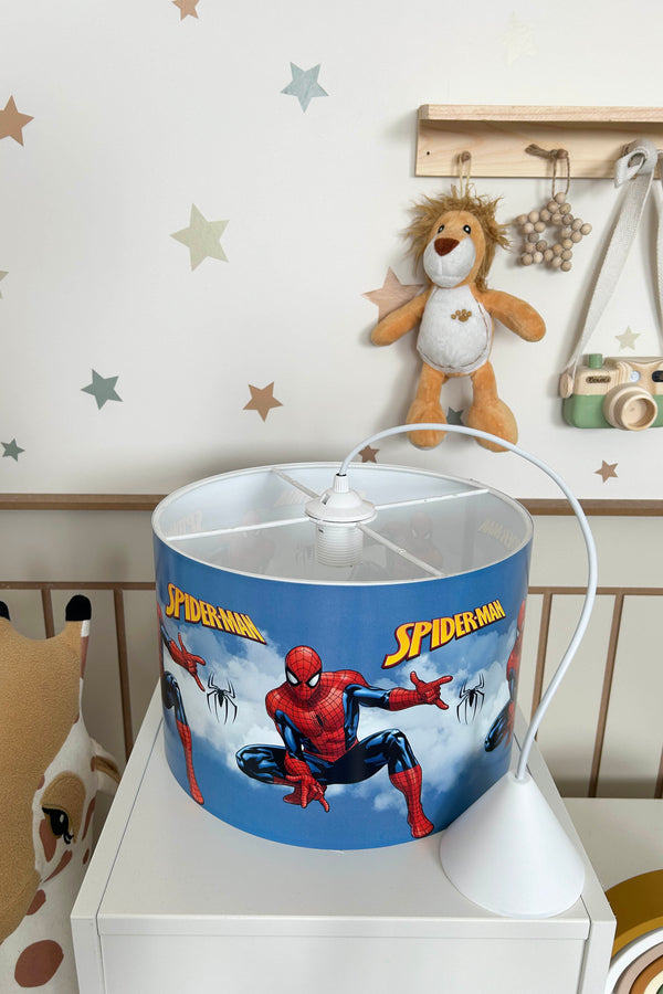 Spiderman Themed Children's Room Pendant Lamp - 30cm Decorative Hanging Light with Adjustable Cable - Non-Toxic Water-Based Print