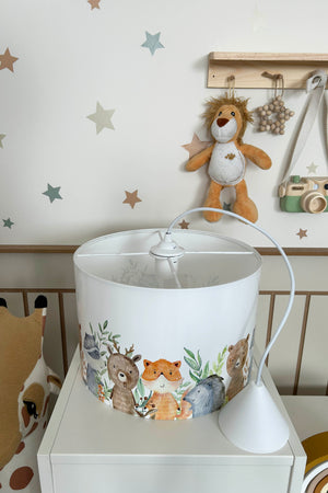 Watercolor Animals Themed Children's Room Pendant Lamp - 30cm Decorative Hanging Light with Adjustable Cable - Non-Toxic Water-Based Print