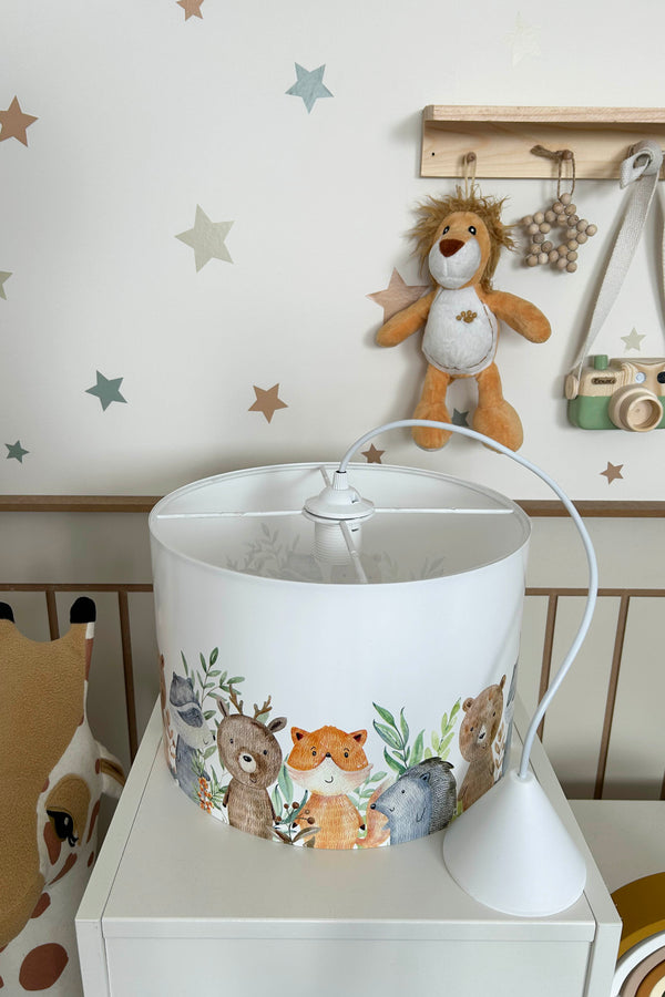 Watercolor Animals Themed Children's Room Pendant Lamp - 30cm Decorative Hanging Light with Adjustable Cable - Non-Toxic Water-Based Print