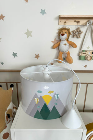 Bird Valley Themed Children's Room Pendant Lamp - 30cm Decorative Hanging Light with Adjustable Cable - Non-Toxic Water-Based Print