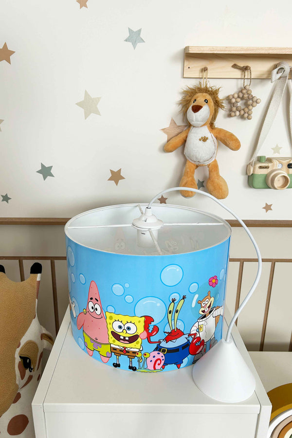 SpongeBob Themed Children's Room Pendant Lamp - 30cm Decorative Hanging Light with Adjustable Cable - Non-Toxic Water-Based Print