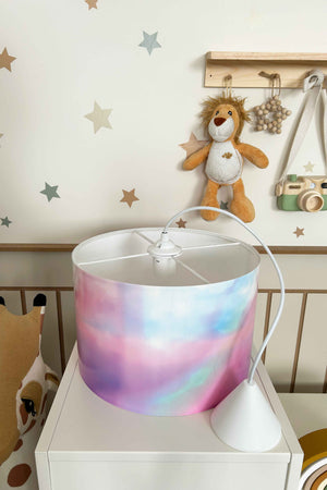 Rainbow & Clouds Themed Children's Room Pendant Lamp - 30cm Decorative Hanging Light with Adjustable Cable - Non-Toxic Water-Based Print