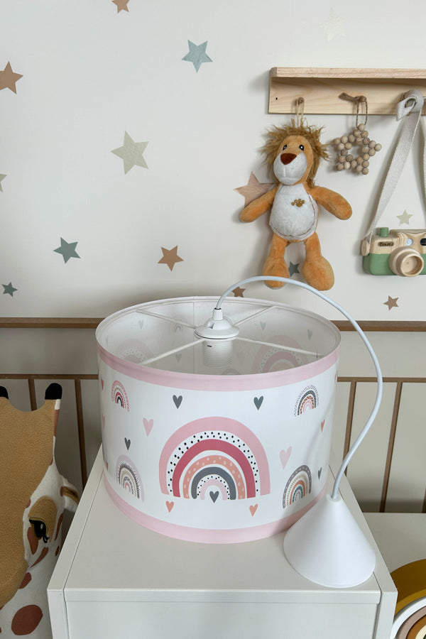 Pastel Rainbow Themed Children's Room Pendant Lamp - 30cm Decorative Hanging Light with Adjustable Cable - Non-Toxic Water-Based Print