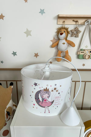 Moon Girl Themed Children's Room Pendant Lamp - 30cm Decorative Hanging Light with Adjustable Cable - Non-Toxic Water-Based Print