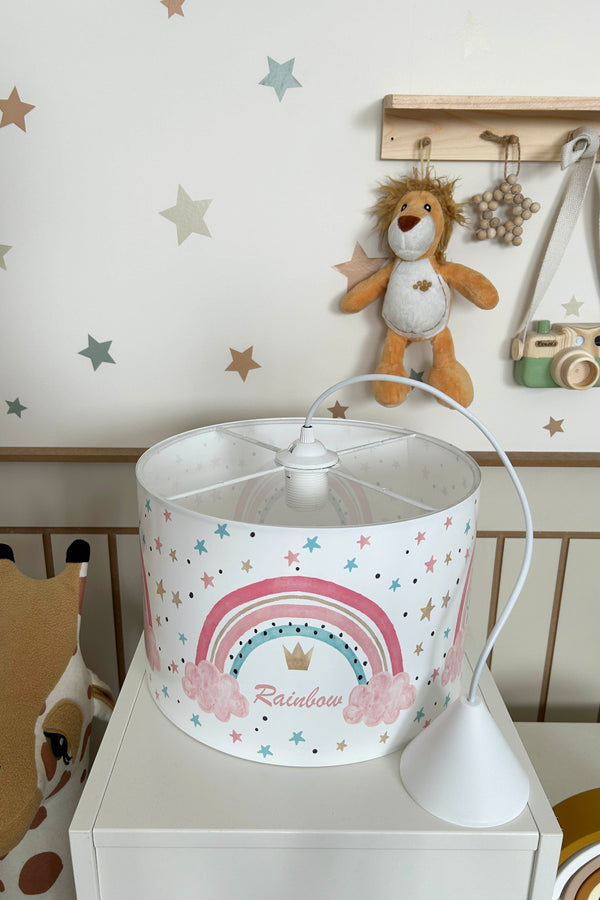 Sugar Rainbow Themed Children's Room Pendant Lamp - 30cm Decorative Hanging Light with Adjustable Cable - Non-Toxic Water-Based Print