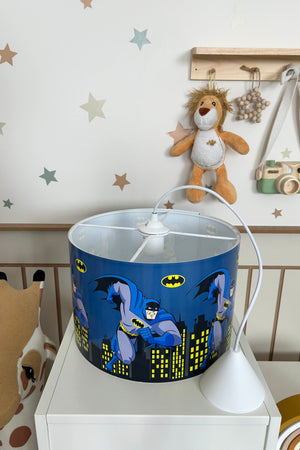 Batman Themed Children's Room Pendant Lamp - 30cm Decorative Hanging Light with Adjustable Cable - Non-Toxic Water-Based Print