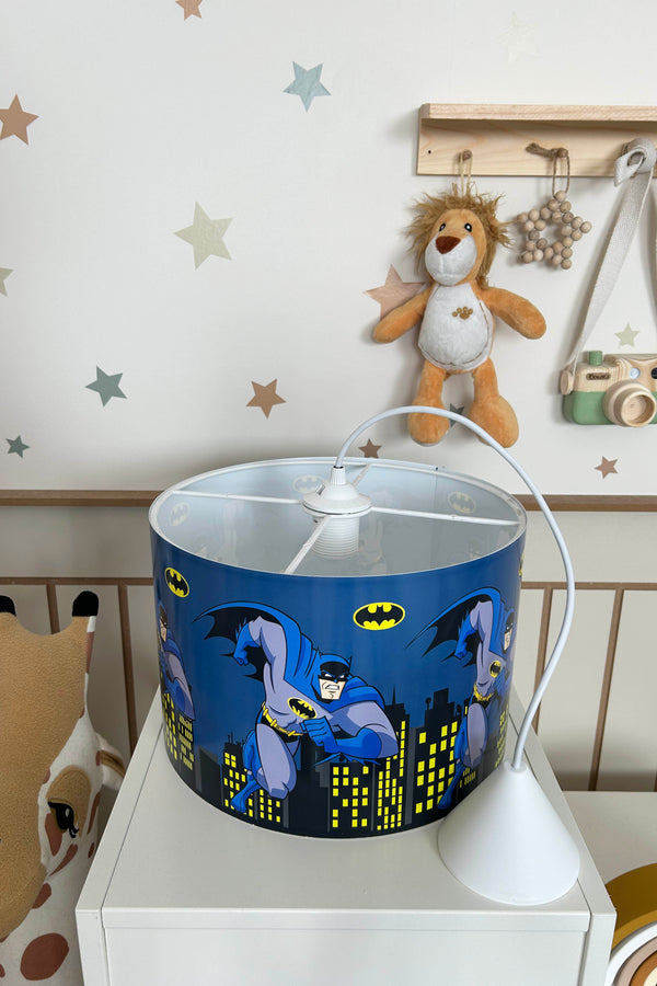 Batman Themed Children's Room Pendant Lamp - 30cm Decorative Hanging Light with Adjustable Cable - Non-Toxic Water-Based Print