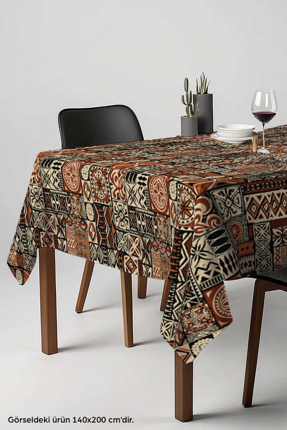 Brown Ethnic Tablecloth, Dining Cloth, Picnic Cloth