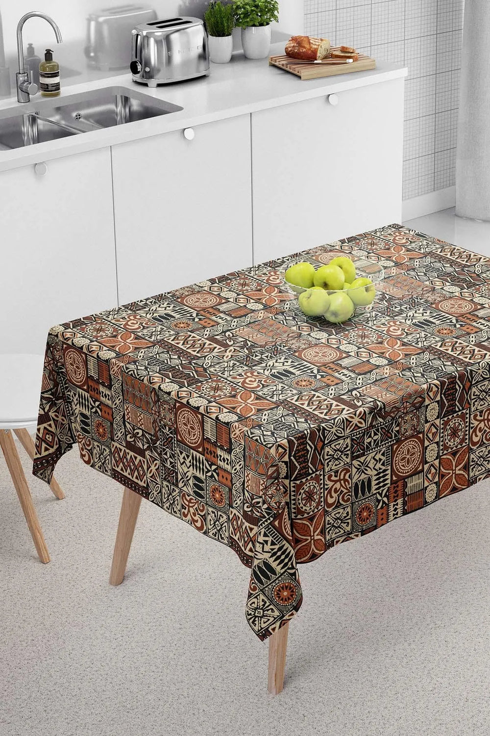 Brown Ethnic Tablecloth, Dining Cloth, Picnic Cloth