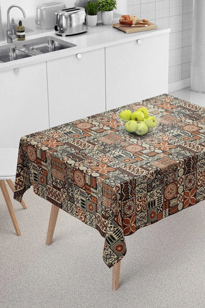 Brown Ethnic Tablecloth, Dining Cloth, Picnic Cloth