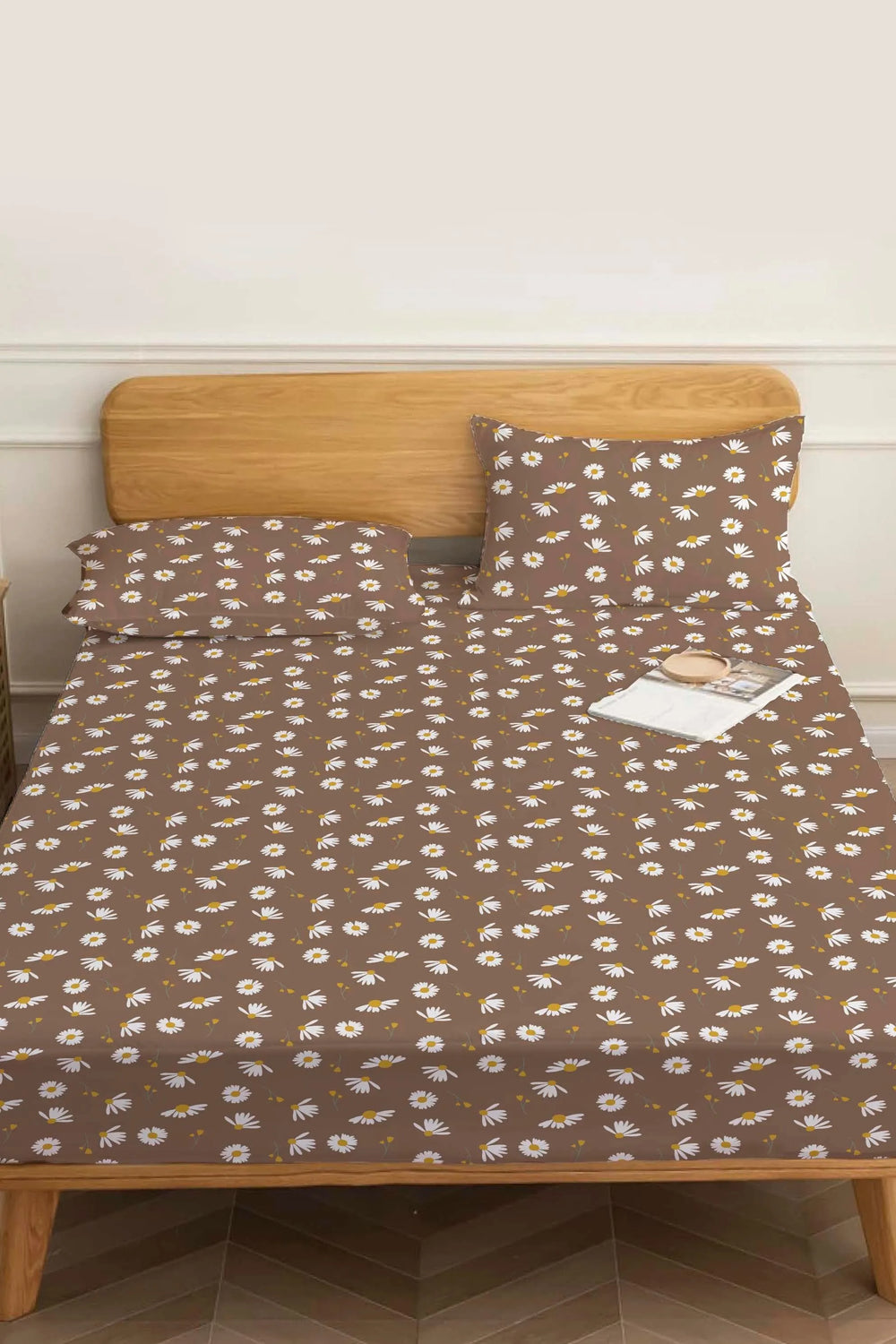 Brown Daisy Double Cotton Sheet
