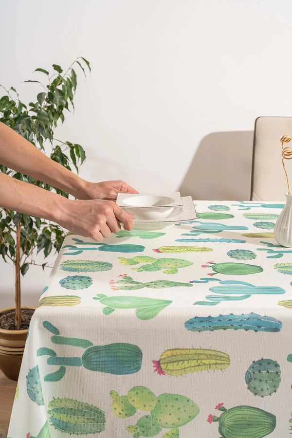 Cactus Patterned Tablecloth, Table Napkin, Picnic Cloth