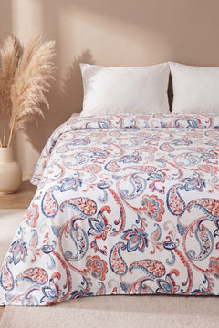 Etnik Floral Desen Çift Kişilik Baskılı Pike Yatak Örtüsü 200X230 Cm