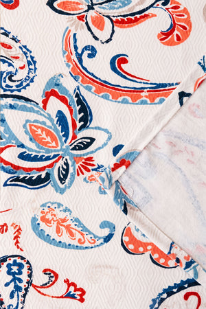 Etnik Floral Desen Çift Kişilik Baskılı Pike Yatak Örtüsü 200X230 Cm