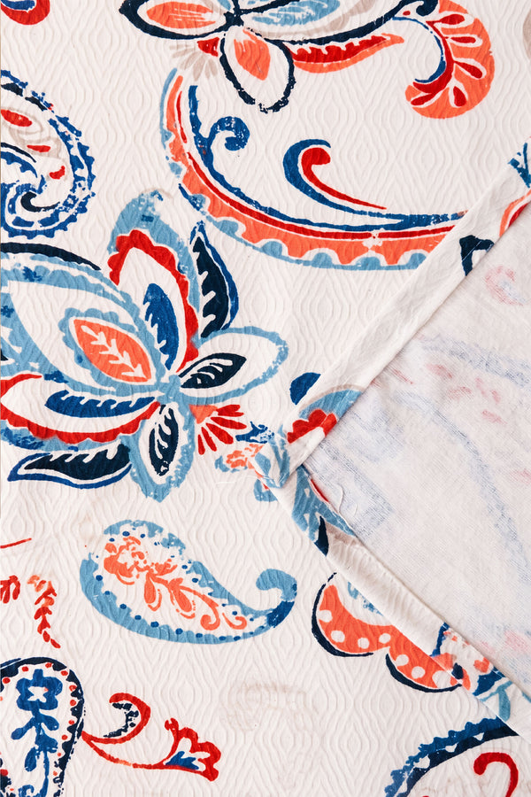 Etnik Floral Desen Çift Kişilik Baskılı Pike Yatak Örtüsü 200X230 Cm