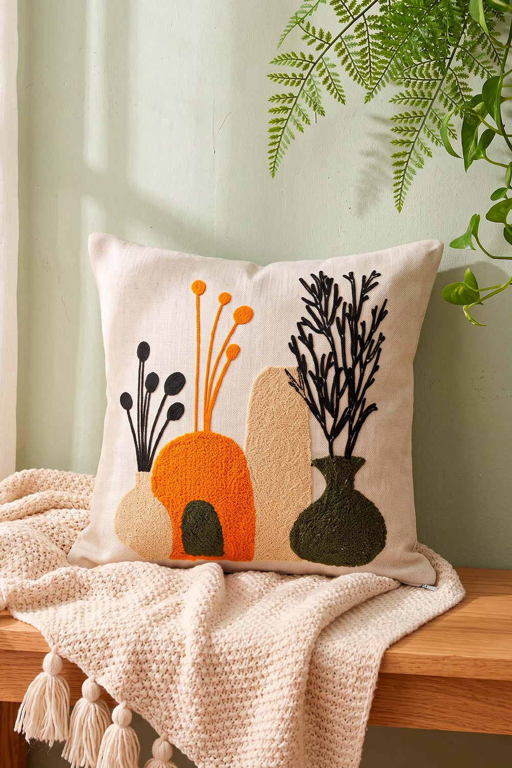 Modern Vase Patterned Punch Decorative Cushion Cover