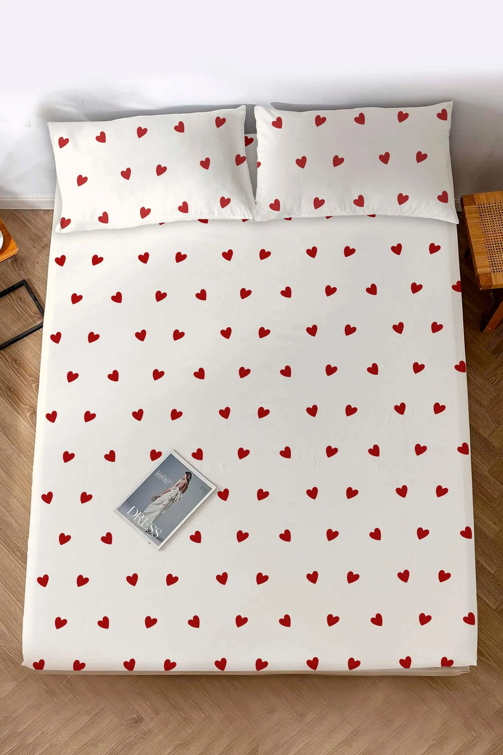 Red Hearts Double Cotton Sheet