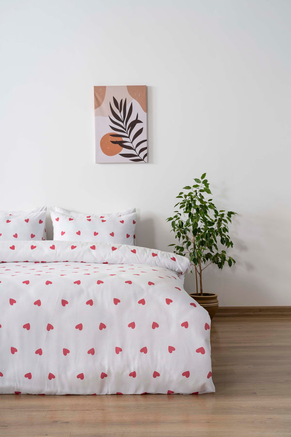 Red Heart Double Size Outlet Cotton Bedding Set