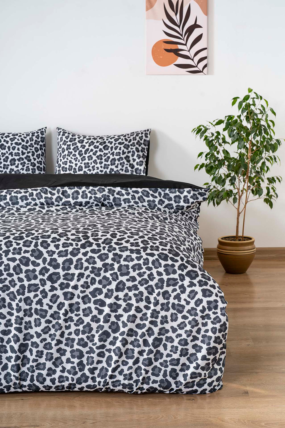 Leopard Black Double Duvet Cover Set