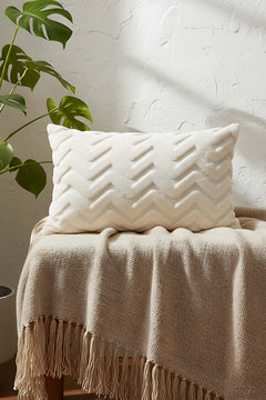 Bohemian Special Design Punch Rectangular Zigzag Pattern Decorative Cushion Cover – Double Sided, Zipper Closure, Cotton Blend, 30x50 cm