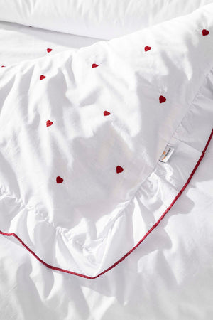 Luva Red Heart Embroidered Double Duvet Cover Set – 100% Cotton
