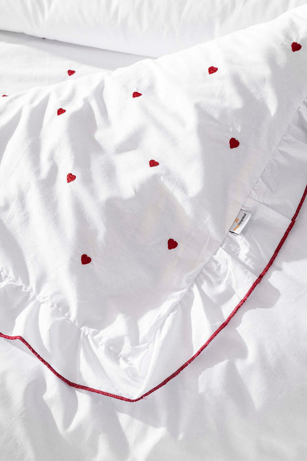 Luva Red Heart Embroidered Double Duvet Cover Set – 100% Cotton