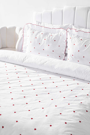 Luva Red Heart Embroidered Double Duvet Cover Set – 100% Cotton