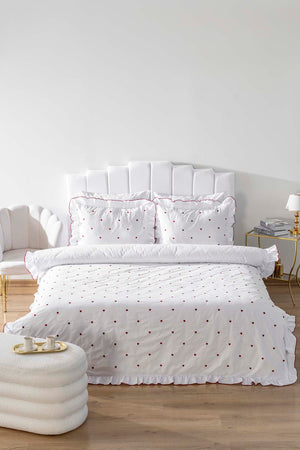 Luva Red Heart Embroidered Double Duvet Cover Set – 100% Cotton