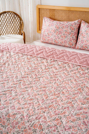 Pink Spring Cotton Double Quilted Pique & Bedspread