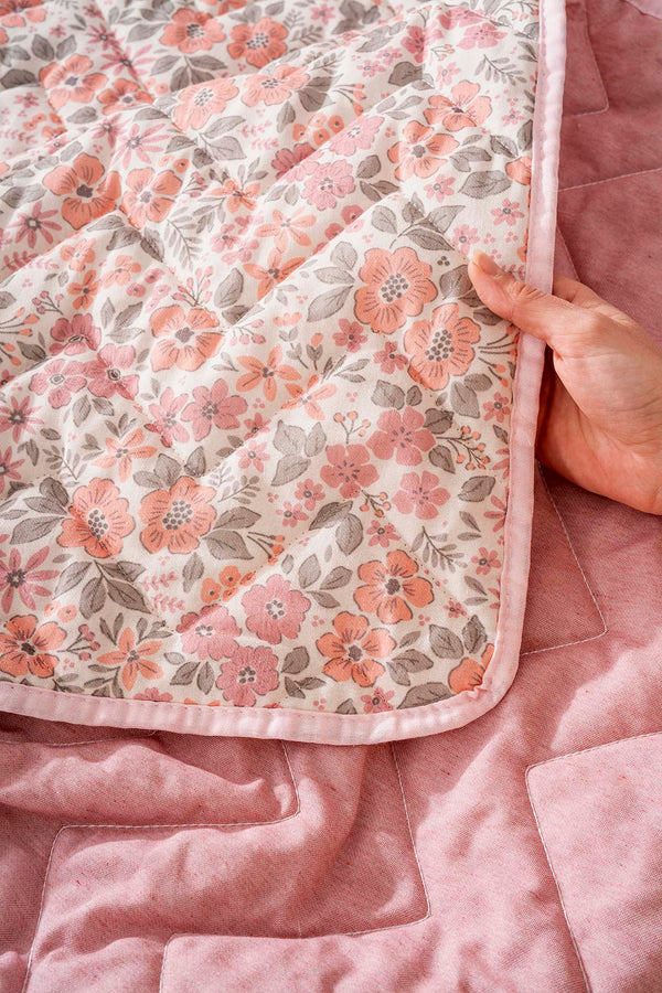 Pink Spring Cotton Double Quilted Pique & Bedspread
