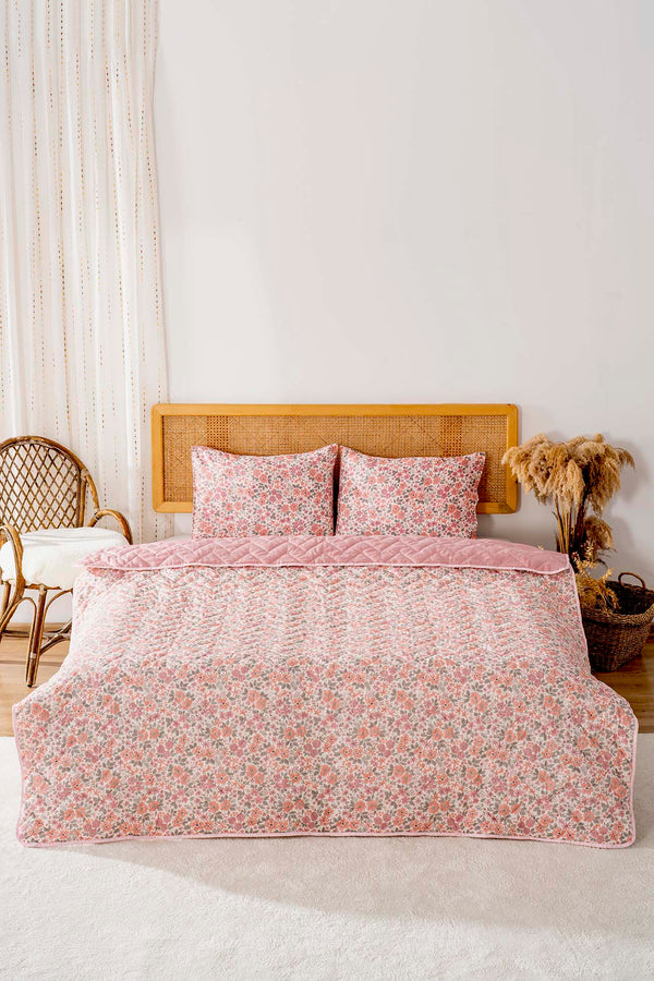 Pink Spring Cotton Double Quilted Pique & Bedspread