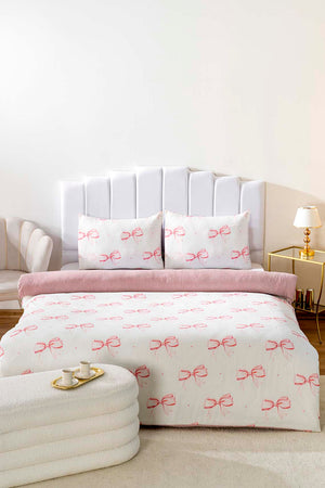 Ribbon Pattern Double Duvet Cover Set Cotton