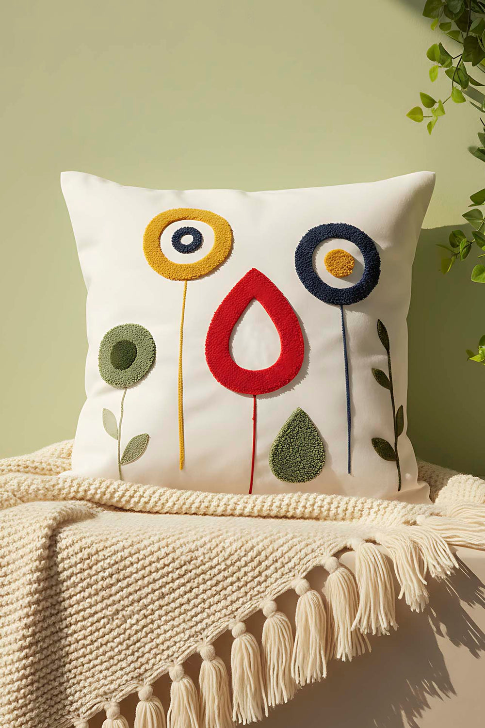 Modern Floral Pattern Punch Decorative Cushion Cover