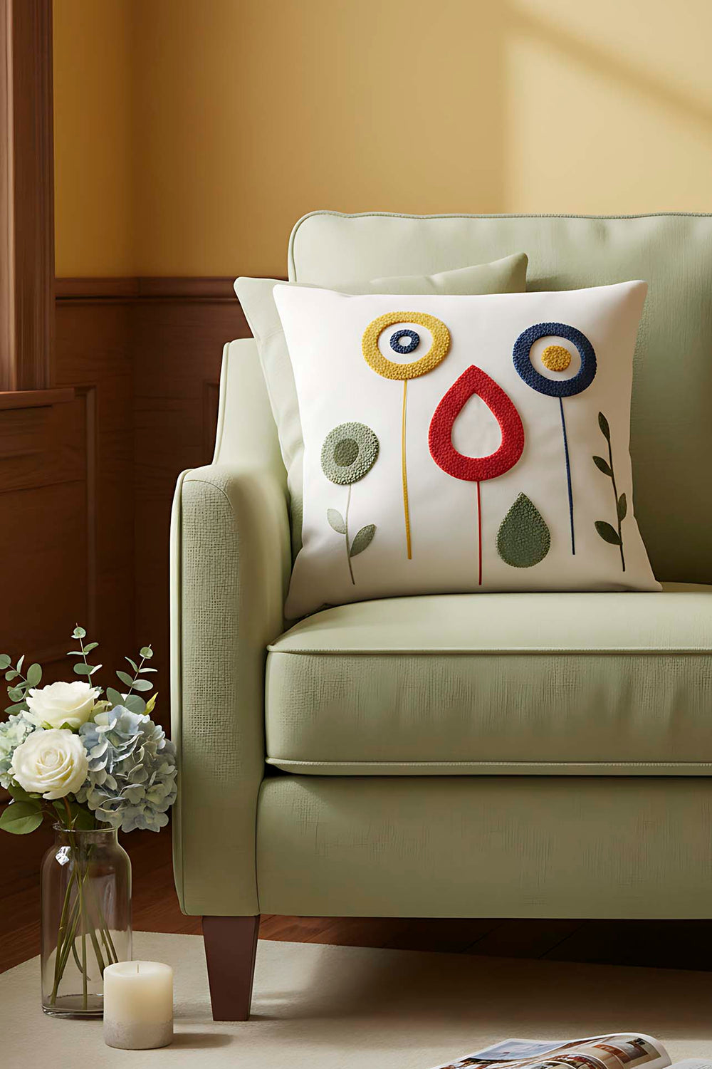 Modern Floral Pattern Punch Decorative Cushion Cover