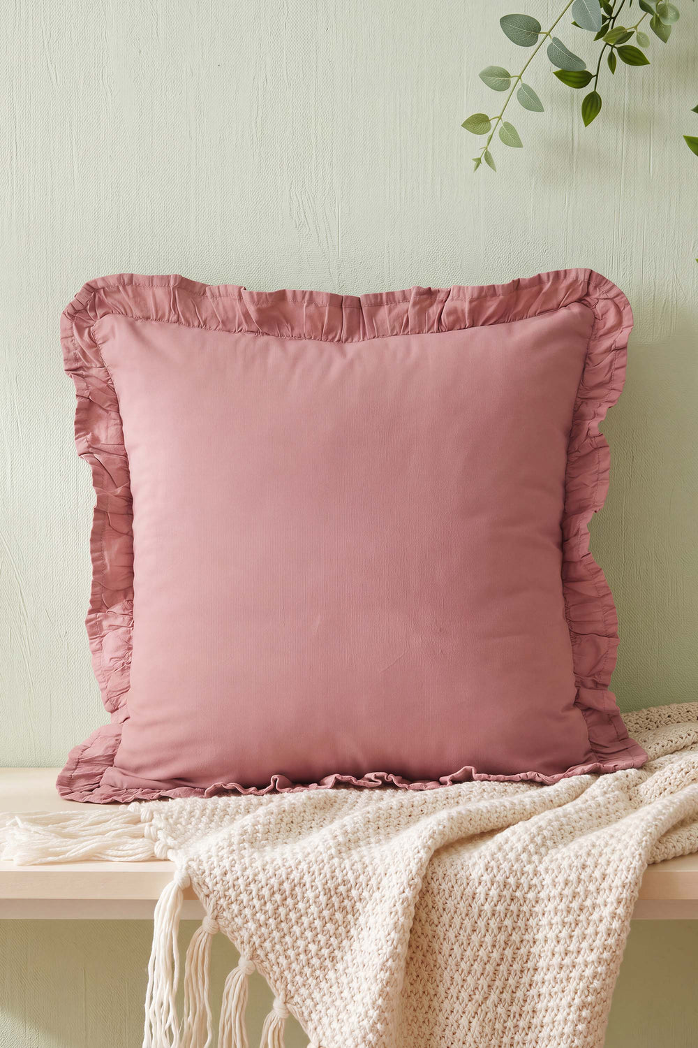 Rose Ruffled Decorative Cushion Cover