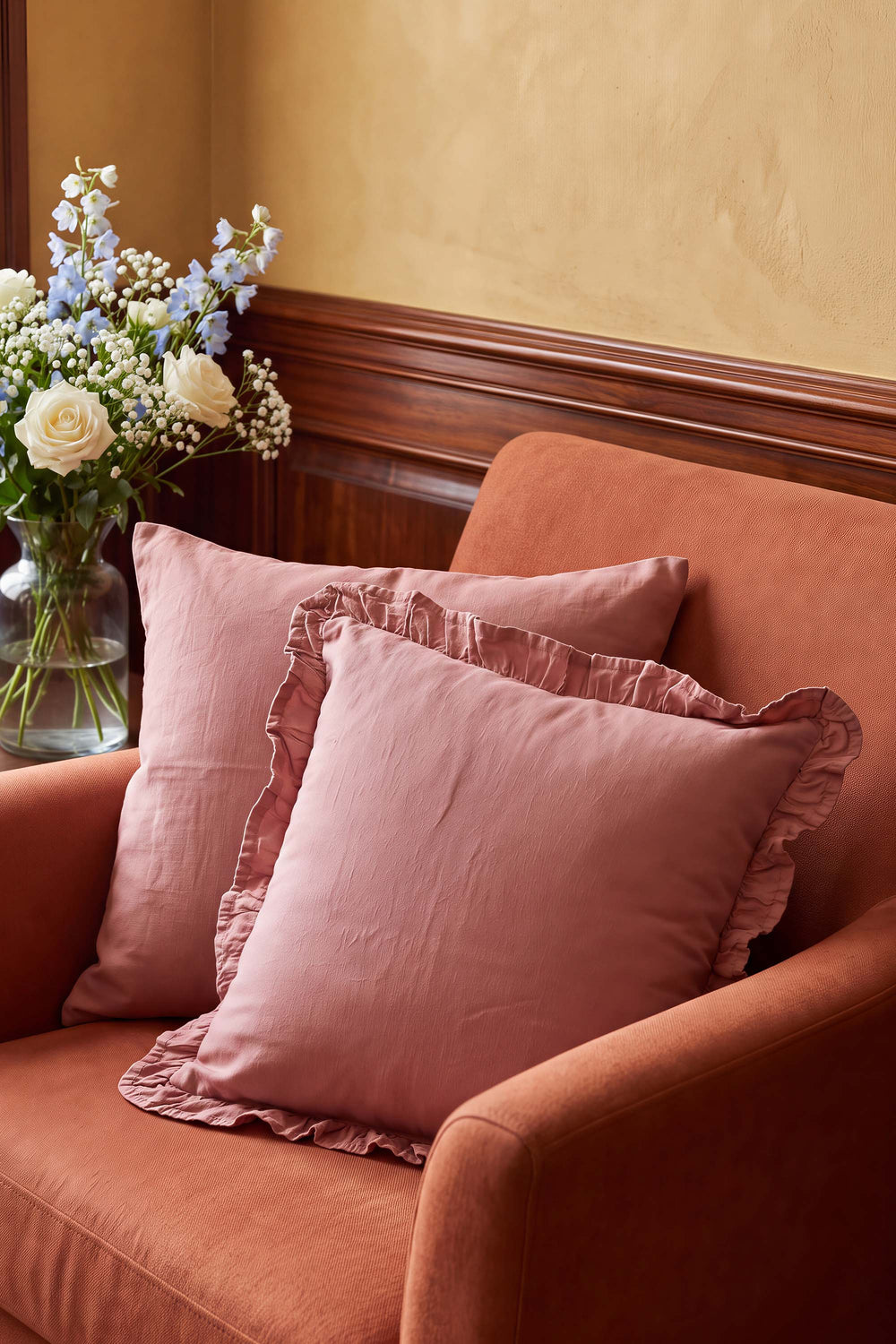 Rose Ruffled Decorative Cushion Cover