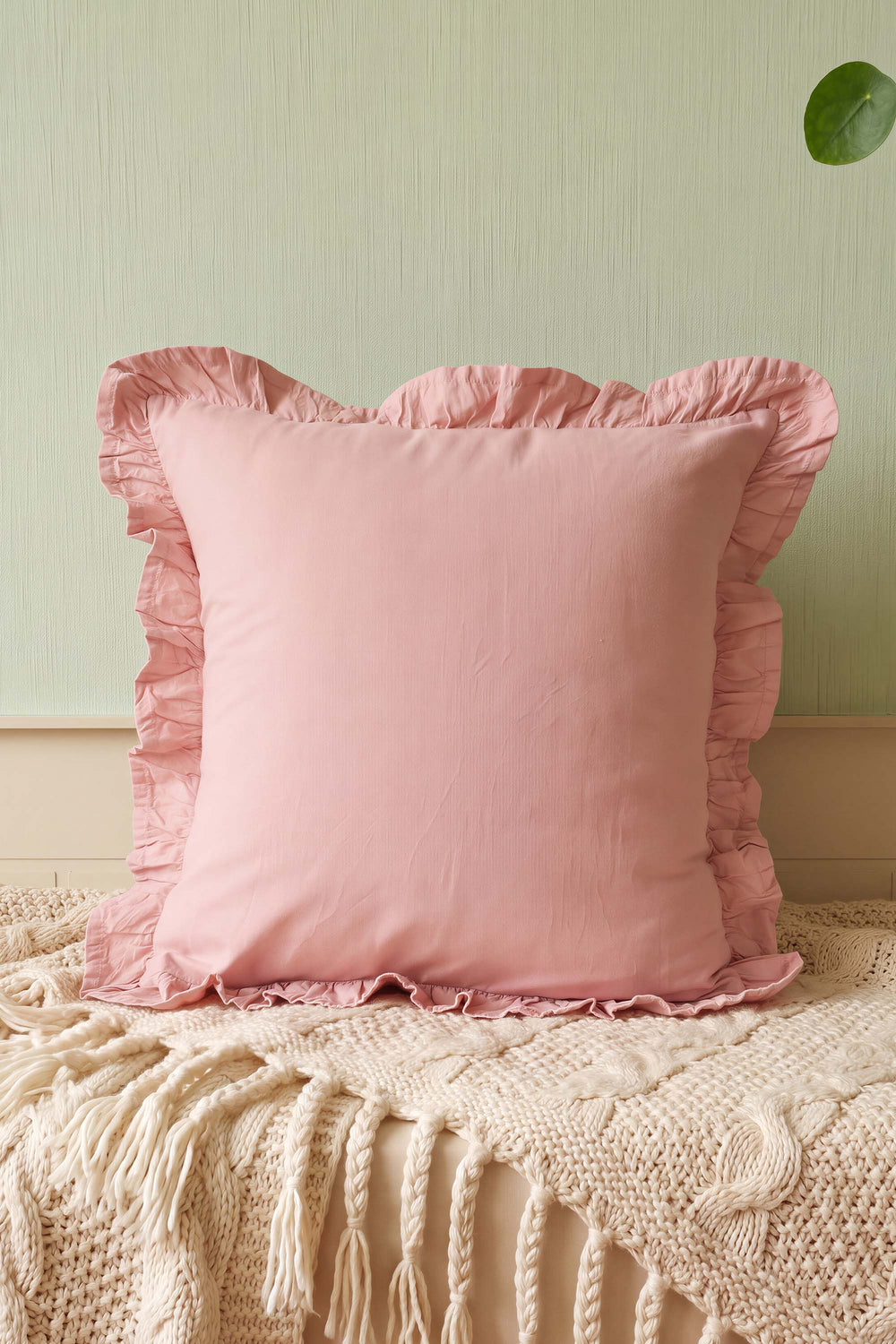 Pink Ruffled Decorative Cushion Cover