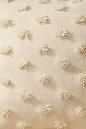 Cream Pompon Detail Punch Decorative Cushion Cover 43x43 cm