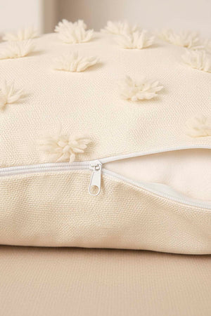 Cream Pompon Detail Punch Decorative Cushion Cover 43x43 cm