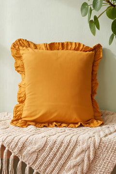 Orange Ruffled Decorative Cushion Cover