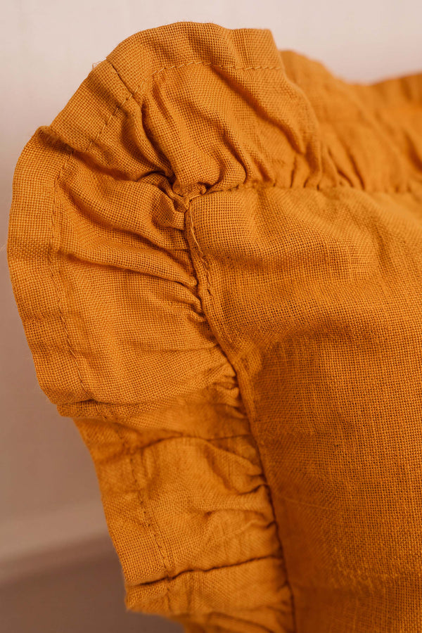 Orange Ruffled Decorative Cushion Cover
