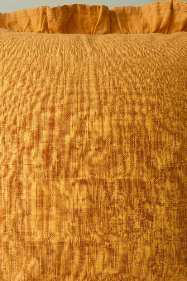 Orange Ruffled Decorative Cushion Cover