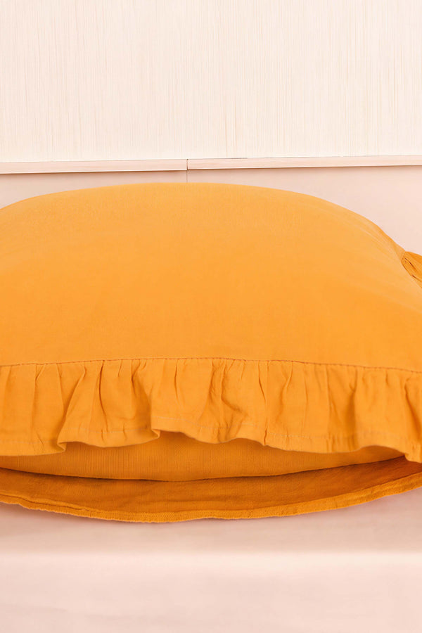 Orange Ruffled Decorative Cushion Cover