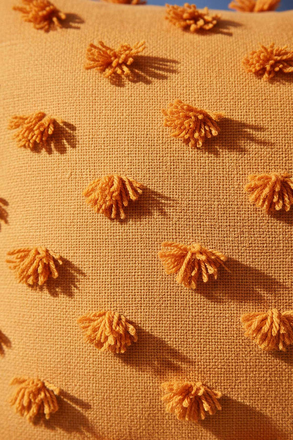 Orange Pompon Detail Punch Decorative Cushion Cover 43x43 cm