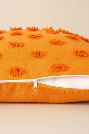Orange Pompon Detail Punch Decorative Cushion Cover 43x43 cm
