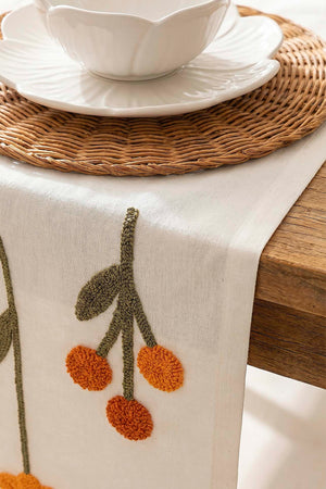 Colorful Wildflower Punch Embroidered Table Runner 35x140 cm