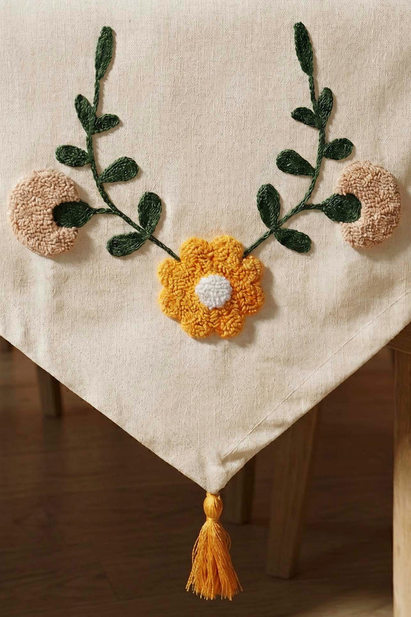 Yellow Daisy Punch Embroidered Table Runner 35x140 cm
