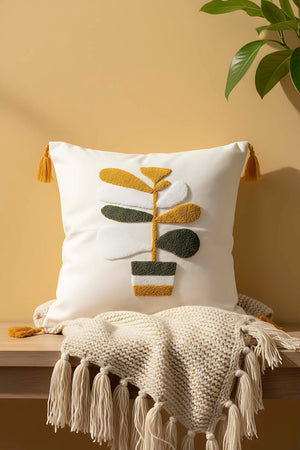 Potted Plant Pattern Punch Decorative Cushion Cover